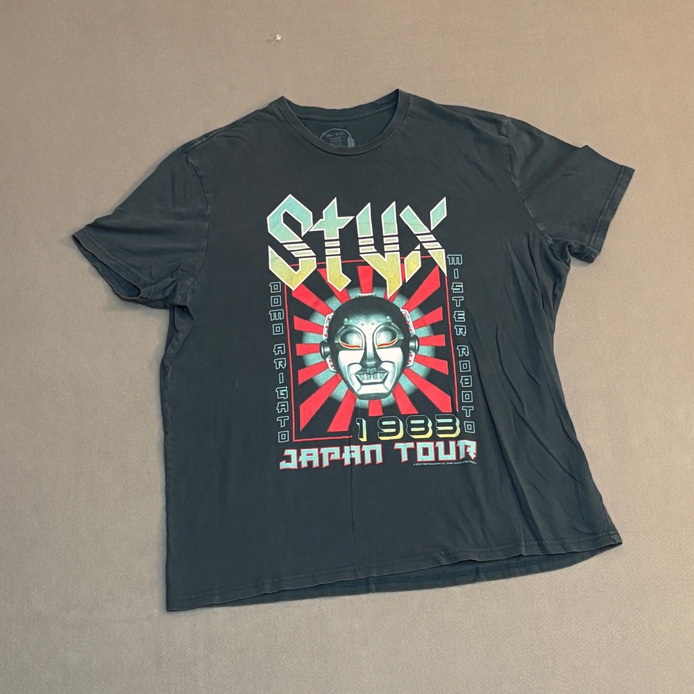 Lee Styx Mr Roboto 1983 Japan Tour Reissue T-Shirt Mens XL Black Cotton Tee